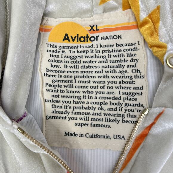 Aviator Nation Hoodie Womens XL Lightning Bolt Full Zip Velvet Jacket USA Velvet - Picture 9 of 12